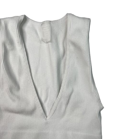 Dynamic Atomic View Cropped Tank Deep V-Neck Ribbed White Womens OS One Size - Picture 6 of 7